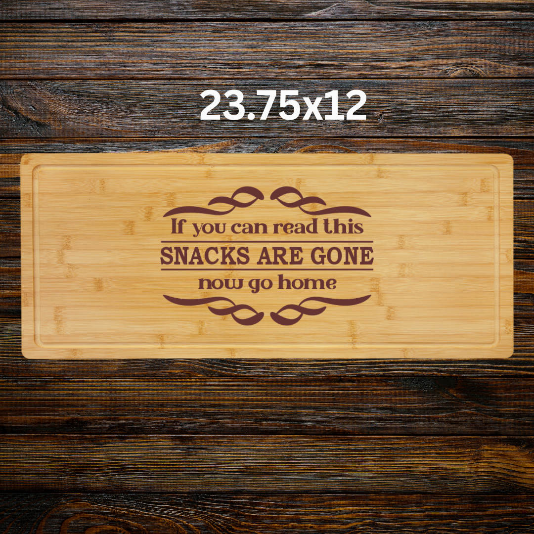 Snacks Are Gone – Bamboo Cutting Board with Drip Ring | Laser Engraved