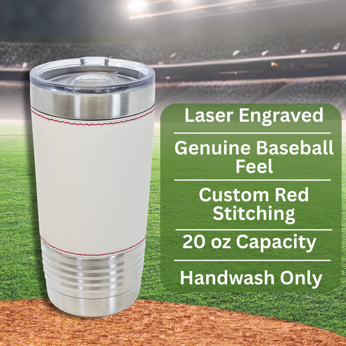 Baseball Mom 20 oz Leather Tumbler - Custom gift for Mom