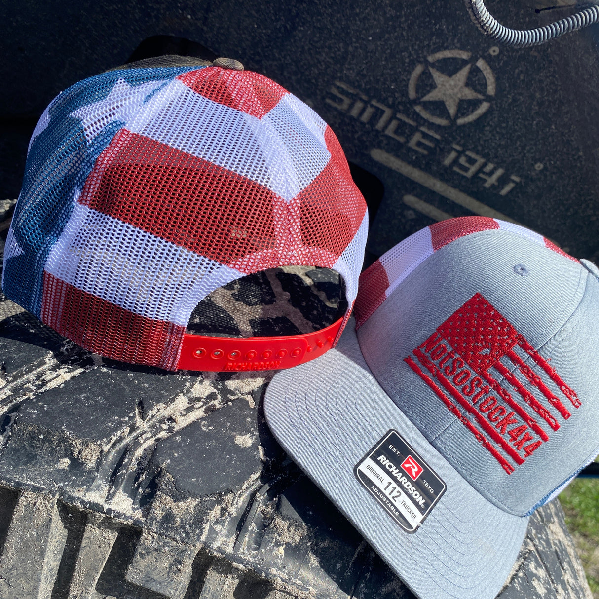 grey and american flag trucker hat with red notsosstock4x4american flag
