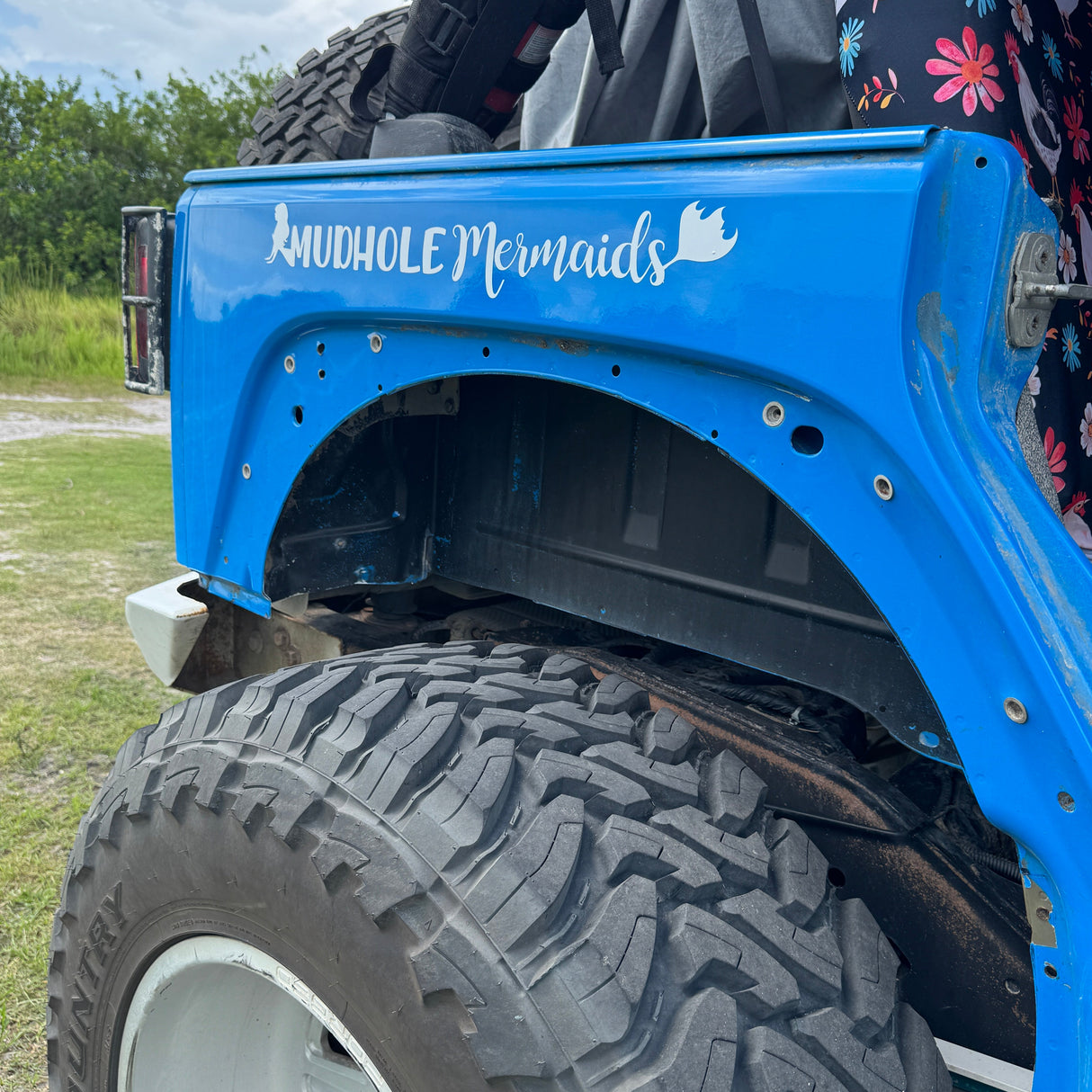 Mudhole Mermiad long logo for the rear fender of off road vehicle