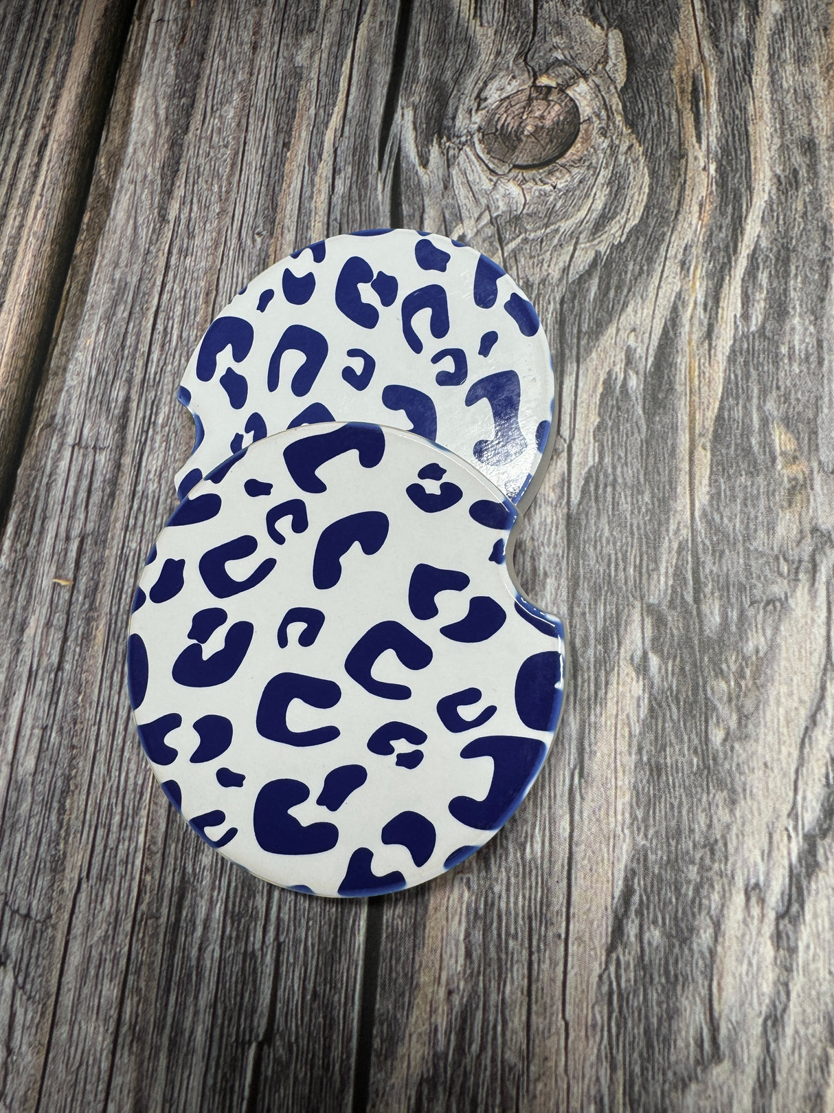royal blue zebra print ceramic car coasters