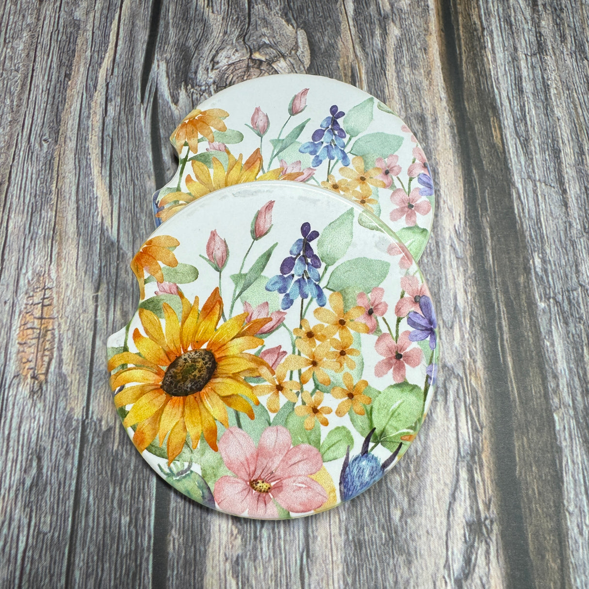 wildflower ceramic car coaster