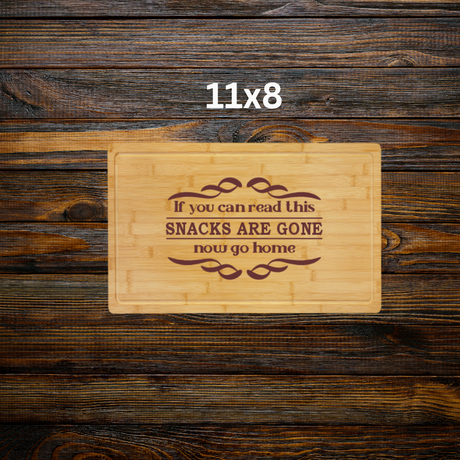 Snacks Are Gone – Bamboo Cutting Board with Drip Ring | Laser Engraved