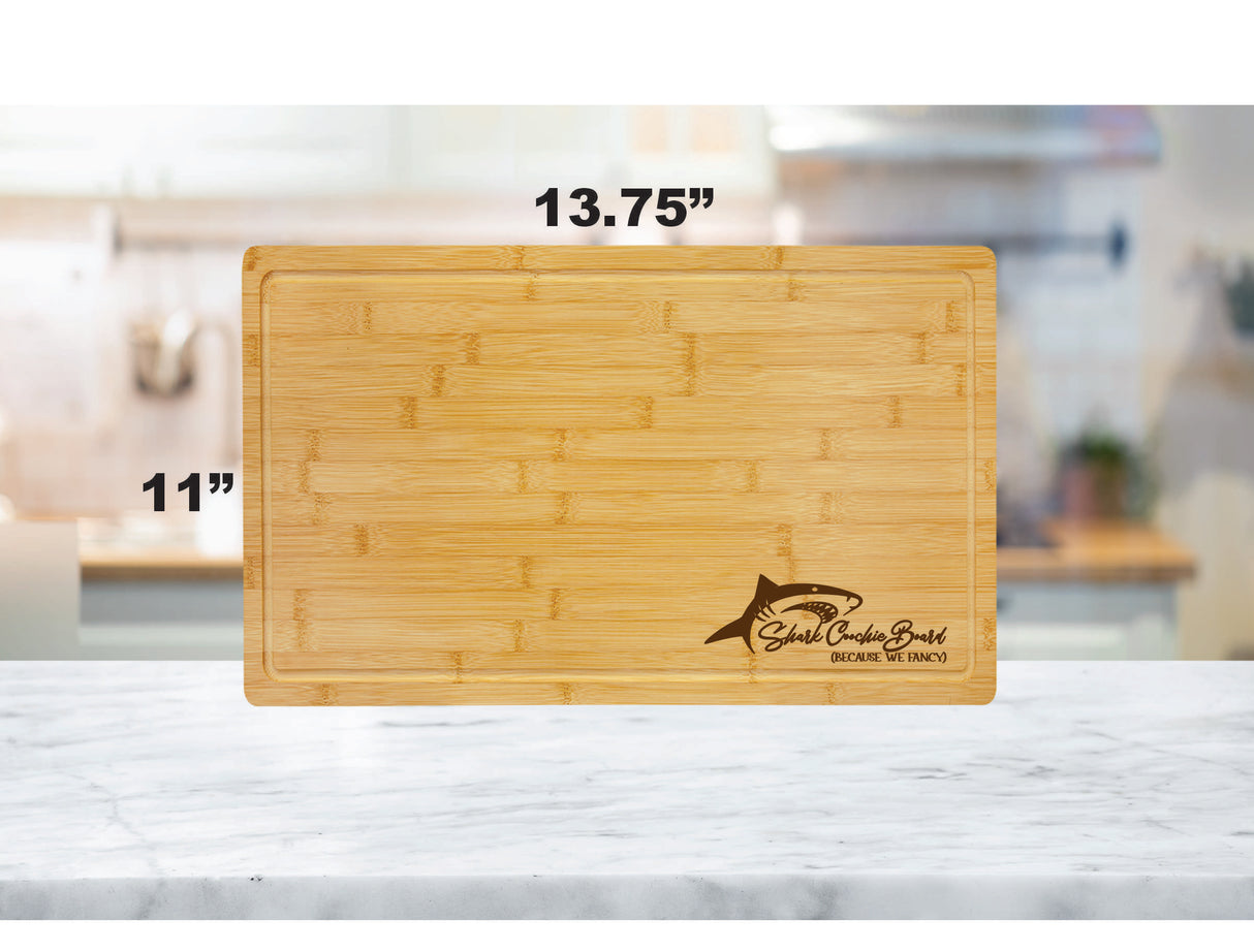 Shark Coochie Board – Funny Bamboo Cutting Board with Drip Ring | Laser Engraved