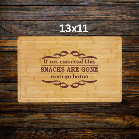 Snacks Are Gone – Bamboo Cutting Board with Drip Ring | Laser Engraved
