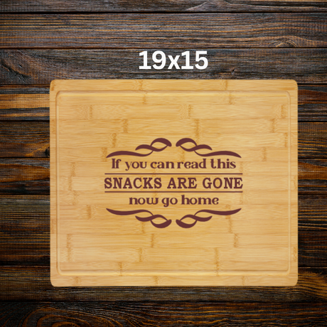 Snacks Are Gone – Bamboo Cutting Board with Drip Ring | Laser Engraved