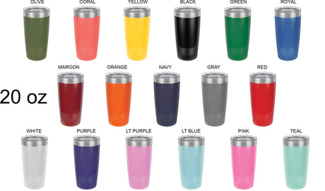 color selection of 20 oz tumblers