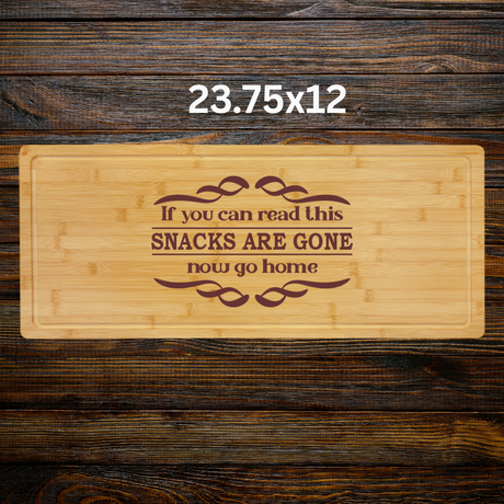 Snacks Are Gone – Bamboo Cutting Board with Drip Ring | Laser Engraved