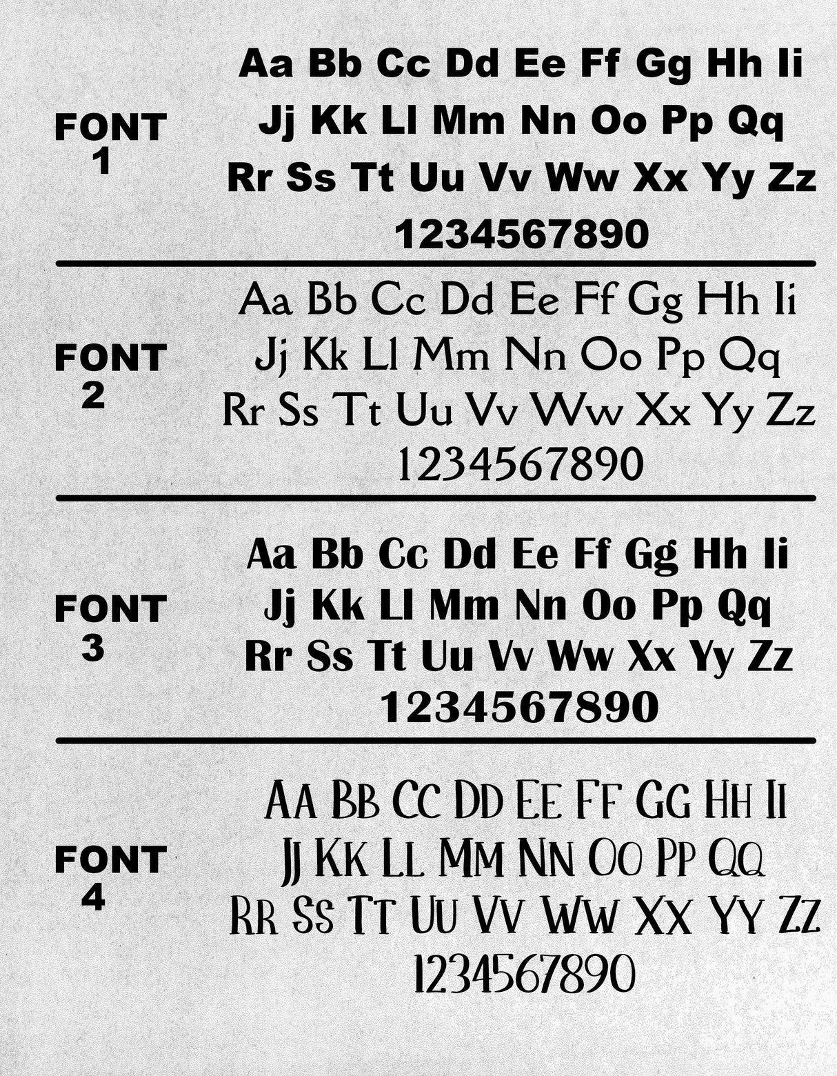 Block font choices 1-4