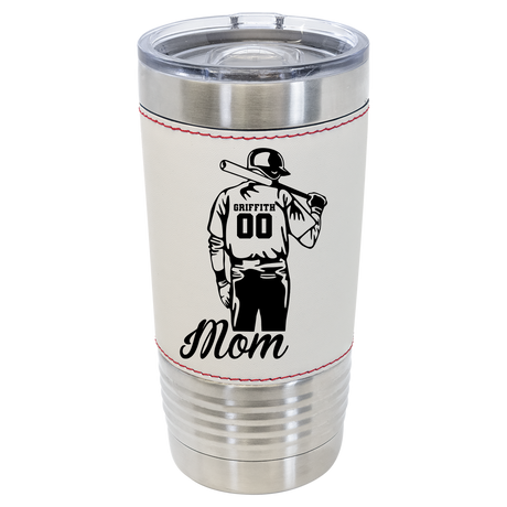 CUSTOM BASEBALL PLAYER MOM 20 OZ BASEBALL LEATHER TUMBLER - Stack Life Customs