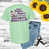stylized forget glass slippers this girl wears mudboots, mudhole mermaids tshirt