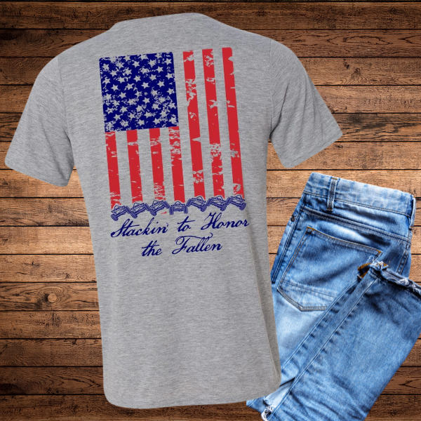 stylized honor the fallen stack life tshirt with full color logo