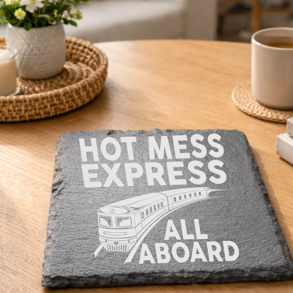 Hot Mess Express Engraved Slate Coaster Set of 2