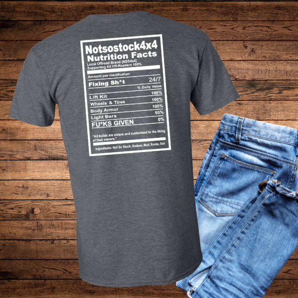Heather grey off road nutrition facts t shirt