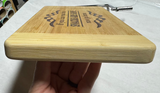 side view two of bamboo cutting board with if you can read this snacks are gone now go home engraved on the top