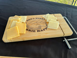 Don't Worry Brie Happy- Bamboo Cutting Board with Wire Cheese Cutter