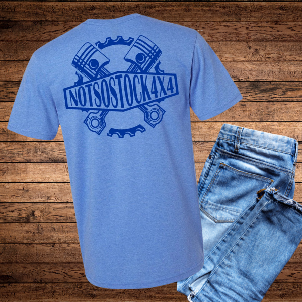 stylized royal blue notsostock4x4 gear tshirt