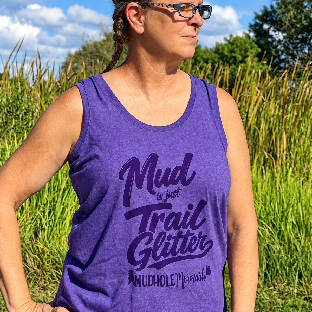 Mud Is Just Trail Glitter Racerback Tank