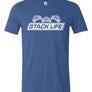 A blue t-shirt with the 'Stack Life' logo printed on the front.