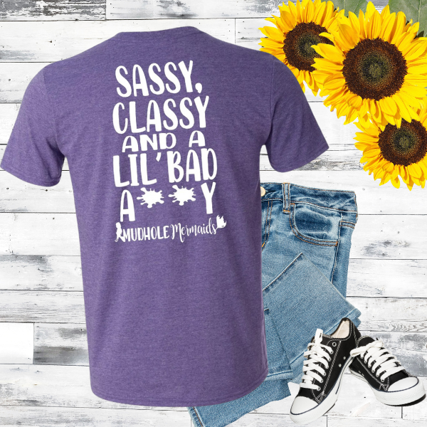 stylized sassy, classy mudhole mermaids in purple
