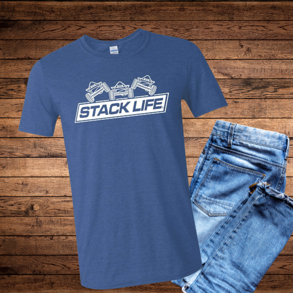 stylized royal blue triple stack stack life tshirt