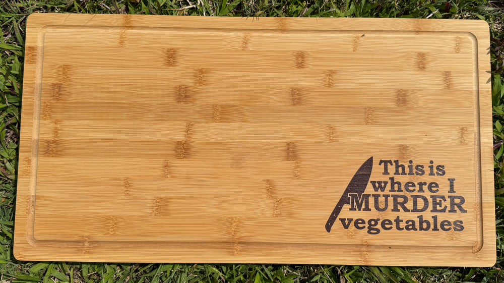 This is where I murder vegetables cutting board with drip ring
