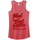 A heather red sleeveless tank top with a dark red graphic text print reading 'Mud is just Trail Glitter' and 'MUDHOLE Mermaids' on a white background.