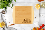 "This is where I murder vegetables"Two-Tone Bamboo Cutting Board – Great housewarming gift or wedding gift