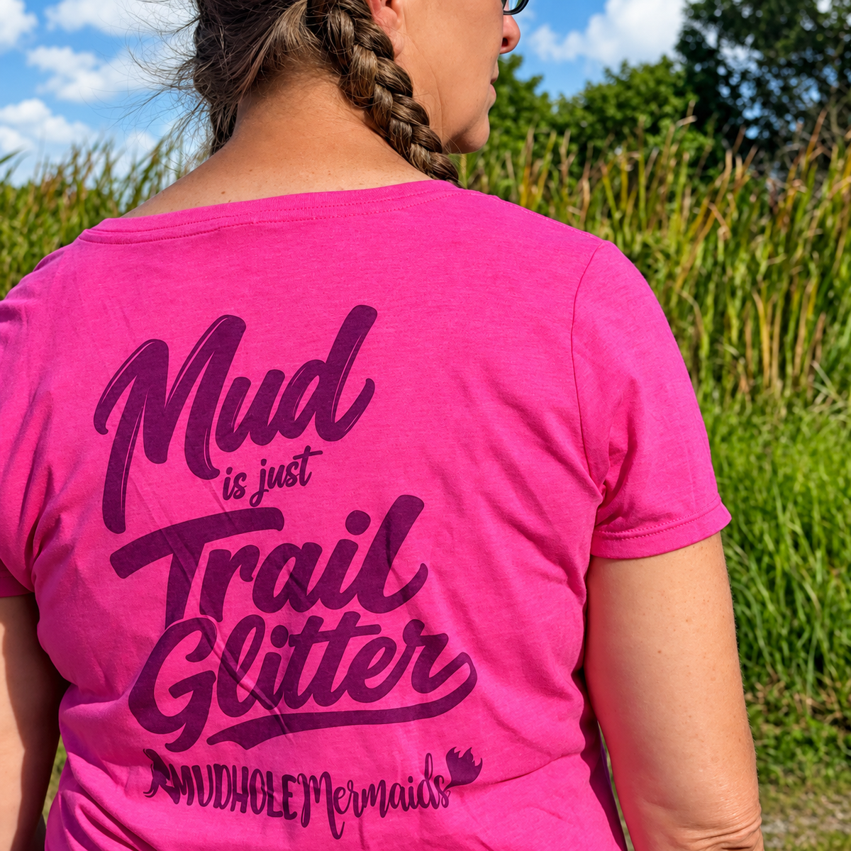 Mud Is Just Trail Glitter V-Neck Tee